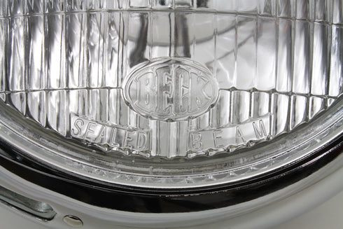 Wyatt Gatling Chrome Replica 7 inch Round Headlamp 6 Volt - 33-0023