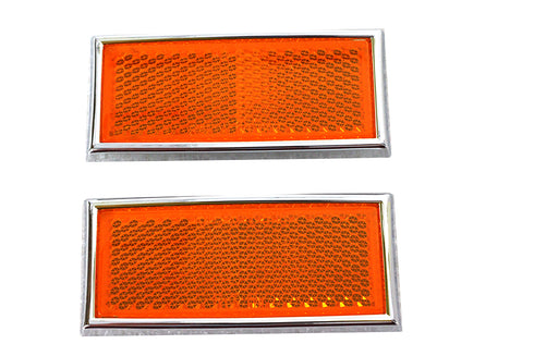 V-Twin Front Amber Reflector Set With Chrome Frame - 33-0033