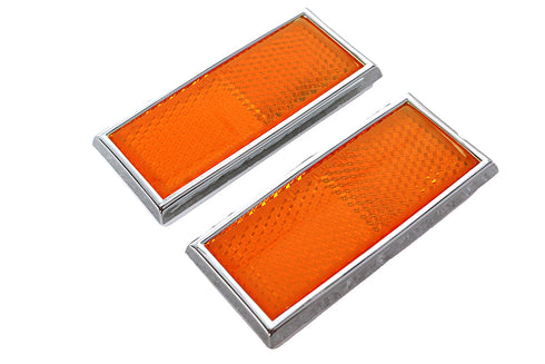 V-Twin Front Amber Reflector Set With Chrome Frame - 33-0033