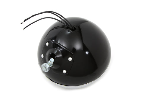 Wyatt Gatling Black Replica 7 inch Round Headlamp 6 Volt - 33-0067