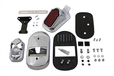 V-Twin Chrome Tombstone Tail Lamp Kit with Skull Grill - 33-0191
