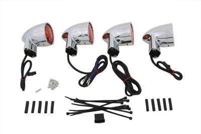 Wyatt Gatling Chrome Amber Lens Turn Signal Kit - 33-0465