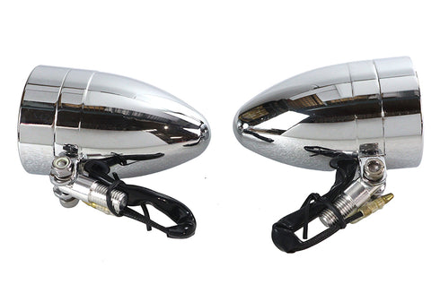 Wyatt Gatling Chrome Torpedo Marker Lamp Set with Clear Lens - 33-0580