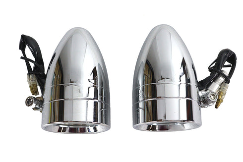 Wyatt Gatling Chrome Torpedo Marker Lamp Set with Clear Lens - 33-0580