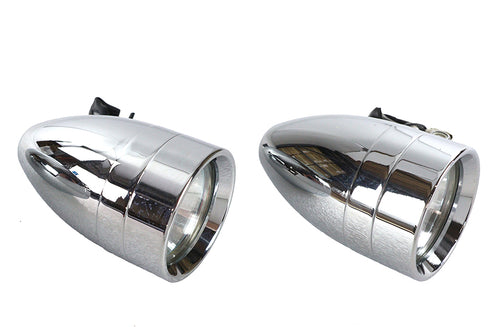 Wyatt Gatling Chrome Torpedo Marker Lamp Set with Clear Lens - 33-0580