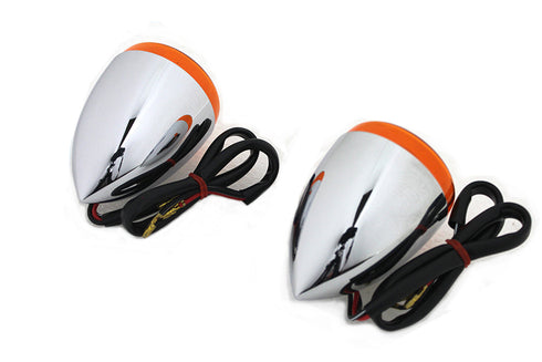 Wyatt Gatling Chrome Torpedo Style Rear Turn Signal Set - 33-0592