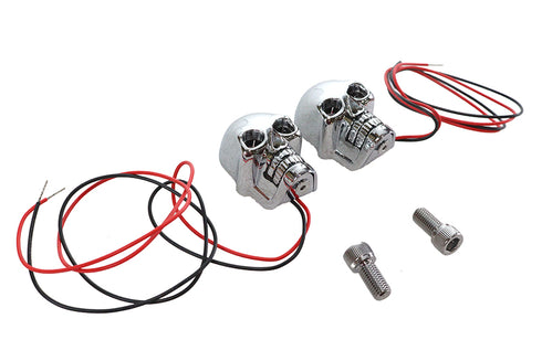 Wyatt Gatling 2 inch Chrome Skull Marker Lamp with Red LED - 33-0626