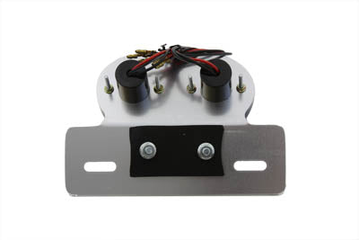 Wyatt Gatling Chrome Twin Round Tail Lamp with Alloy License Bracket - 33-0744