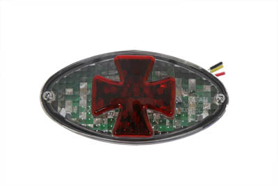 Wyatt Gatling Oval Tail Lamp with Maltese Inset Clear Lens with Red Cross - 33-0750