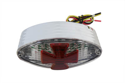 Wyatt Gatling Oval Tail Lamp with Maltese Inset Clear Lens with Red Cross - 33-0750