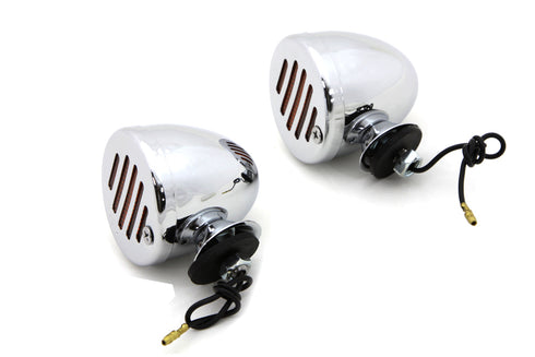 Wyatt Gatling Chrome Shielded Bullet Marker Lamp Set with Amber Lens - 33-0752