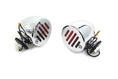 Wyatt Gatling Chrome Shielded Bullet Marker Lamp Set with Red lens - 33-0753