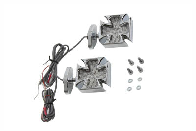 V-Twin Chrome Turn Signal Set Maltese Red LED - 33-0779