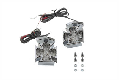 V-Twin Chrome Turn Signal Set Maltese Red LED - 33-0779