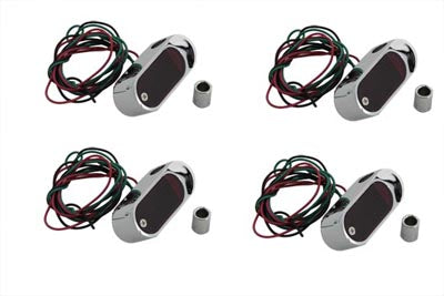 Wyatt Gatling Chrome Mini Marker Lamp Set LED with Red Lens - 33-0827