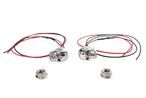 Wyatt Gatling License Plate Frame Skull Bolt Set Chrome with Red LEDS - 33-0975