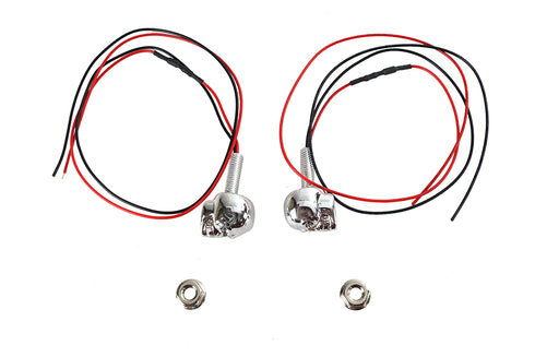 Wyatt Gatling License Plate Frame Skull Bolt Set Chrome with Red LEDS - 33-0975