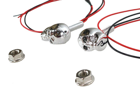 Wyatt Gatling License Plate Frame Skull Bolt Set Chrome with Red LEDS - 33-0975