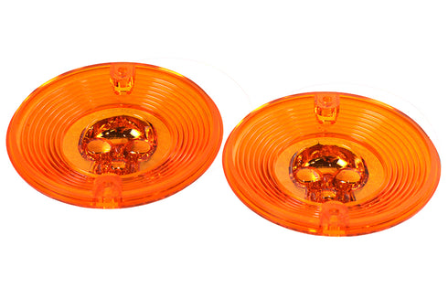 Wyatt Gatling Turn Signal Lens Set with Skull Amber - 33-0979