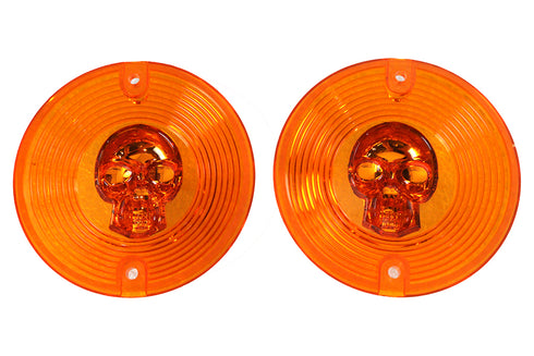 Wyatt Gatling Turn Signal Lens Set with Skull Amber - 33-0979
