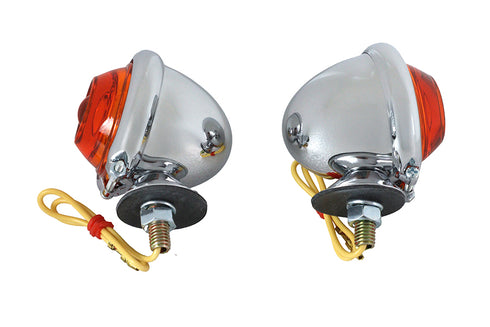 Wyatt Gatling Chrome Turn Signal Set Bullet with Amber Lens - 33-1124