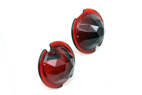 Wyatt Gatling Tail Lamp Glass Lens Set Faceted Red - 33-1128