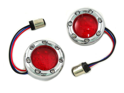 Wyatt Gatling Chrome LED Turn Signal Bezel with Red Lens - 33-1337