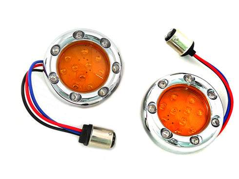 Wyatt Gatling Chrome LED Turn Signal Bezel with Amber Lens - 33-1338