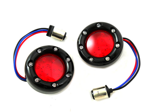 Wyatt Gatling Black LED Turn Signal Bezel with Red Lens - 33-1339