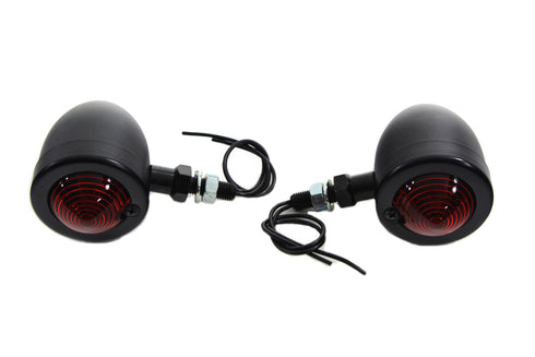 Wyatt Gatling Black Bullet Marker Lamp Set with Red Lens - 33-1410