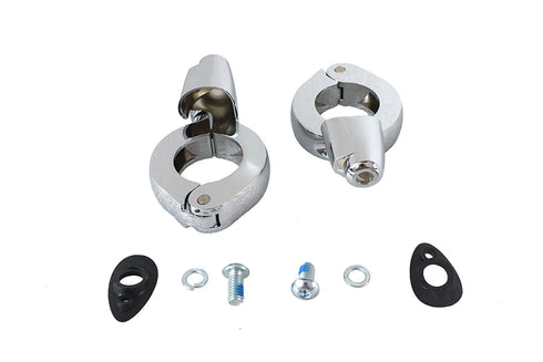 Wyatt Gatling Chrome Front Turn Signal Relocation Kit 39mm Forks - 33-1496