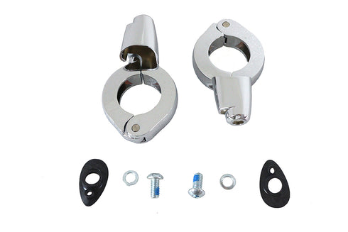 Wyatt Gatling Chrome Front Turn Signal Relocation Kit 39mm Forks - 33-1496