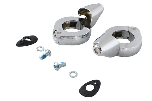 Wyatt Gatling Chrome Front Turn Signal Relocation Kit 39mm Forks - 33-1496