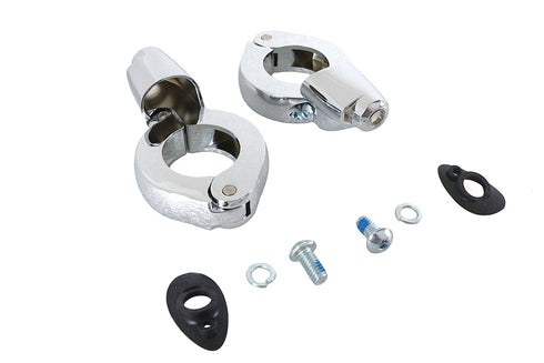 Wyatt Gatling Chrome Front Turn Signal Relocation Kit 39mm Forks - 33-1496