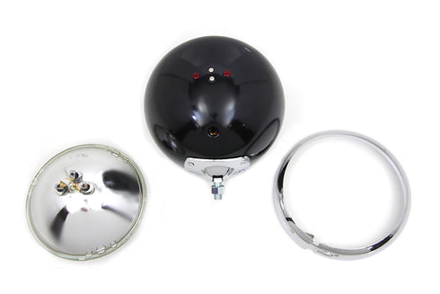 V-Twin Black 7 inch K Headlamp with Chrome Rim - 33-1509