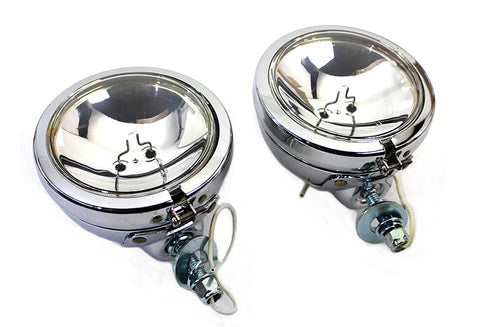 V-Twin Chrome 4-1/2 inch Spotlamp Set with Clear 6 Volt Bulb - 33-1573