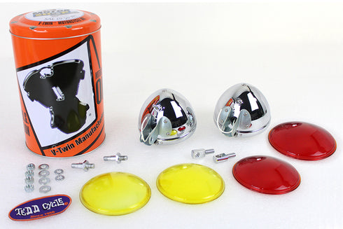 V-Twin Replica Chrome Guide Spotlamp Set 6 Volt - 33-1621