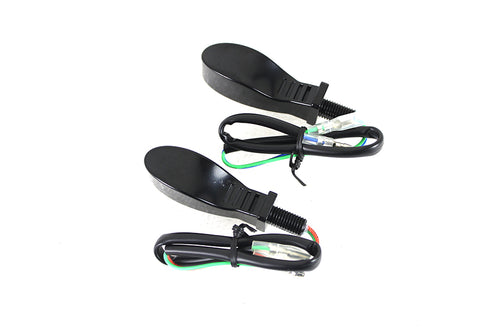 Wyatt Gatling Black Teardrop Shaped LED Turn Signal Set with Clear Lens - 33-1638