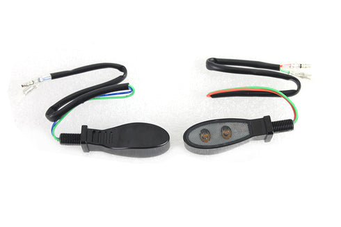Wyatt Gatling Black Teardrop Shaped LED Turn Signal Set with Smoked Lens - 33-1639