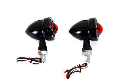 Wyatt Gatling LED Bullet Turn Signal Set Black with Red Lens - 33-1653