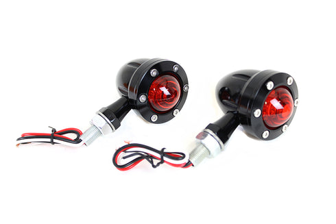 Wyatt Gatling LED Bullet Turn Signal Set Black with Red Lens - 33-1653