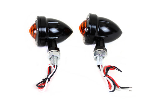 Wyatt Gatling LED Bullet Turn Signal Set Black with Amber Lens - 33-1654