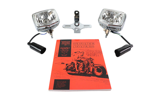 V-Twin Dual Rectangular Headlamp Kit Chrome - 33-1749