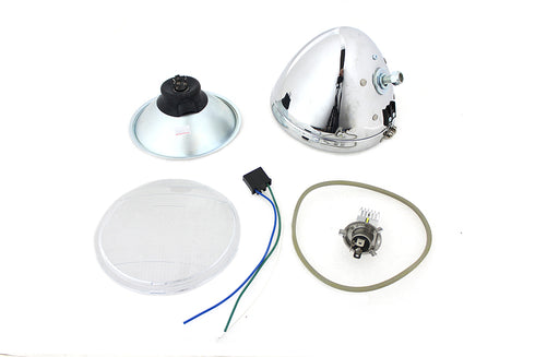 V-Twin 6-1/2 inch Spring Fork 6 Volt LED Headlamp Chrome - 33-1790