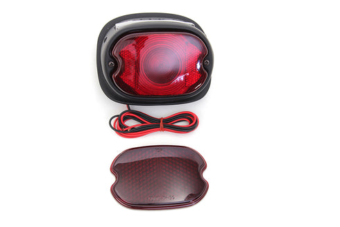 V-Twin Replica Primer Tail Lamp with Red Glass Lens - 33-1804
