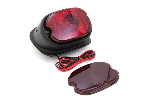 V-Twin Replica Primer Tail Lamp with Red Glass Lens - 33-1804