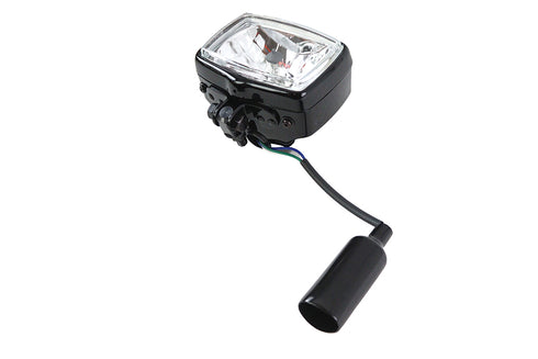V-Twin 12 Volt Chopper Rectangular Headlamp Black - 33-1818