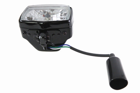 V-Twin 12 Volt Chopper Rectangular Headlamp Black - 33-1818