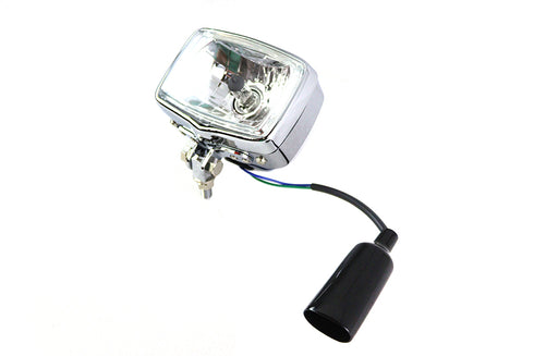 V-Twin 12 Volt Chopper Rectangular Headlamp Chrome - 33-1819