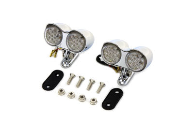 Wyatt Gatling Chrome Oval Tail Lamp Assembly Red and Amber LED - 33-1910